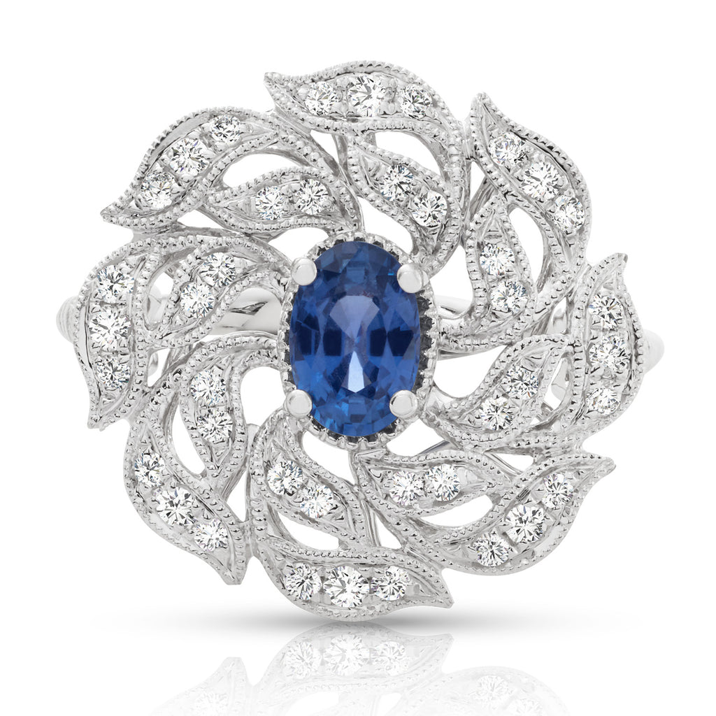 Sapphire and Diamond Fire Ring